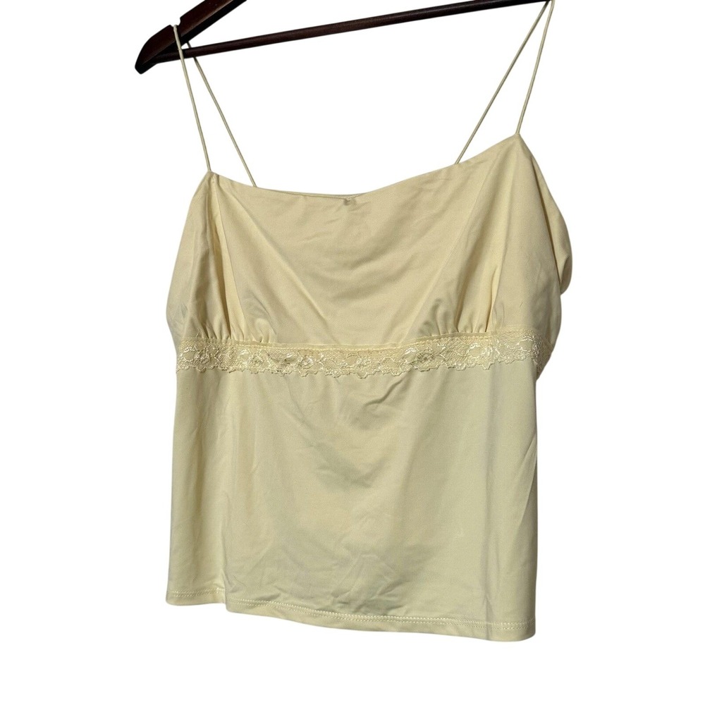 Wild Fable Light Yellow Lace Trim Cami Tank Top Medium NWT TART1042J - Picture 2 of 10